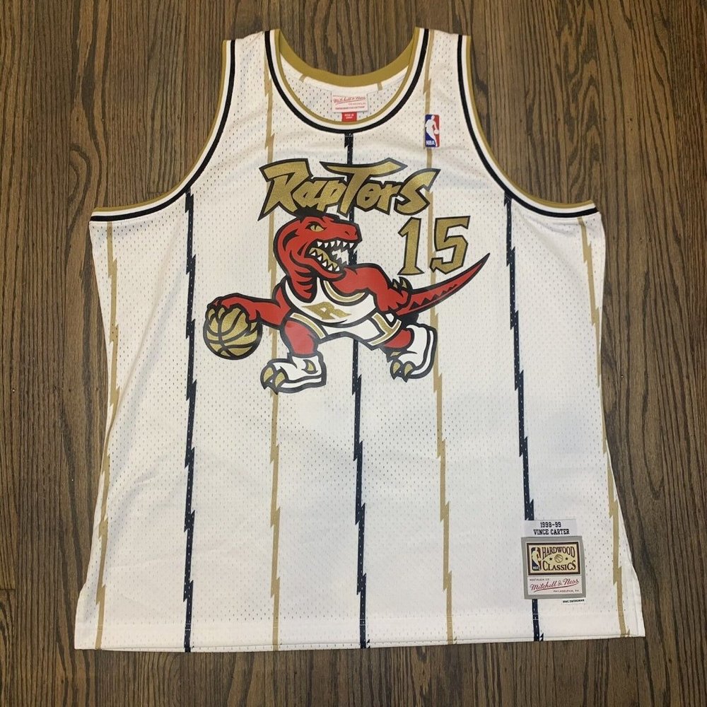 RARE-Mitchell Ness Men's XXL Vince Carter Toronto Raptors White Jersey 1998-1999